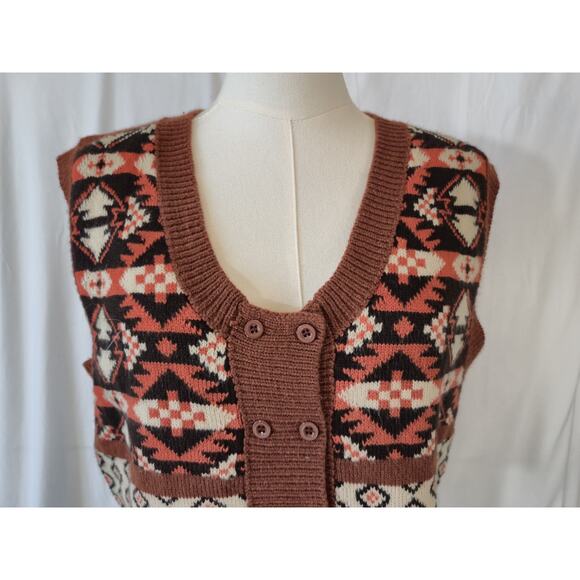 CIDER Womens Multicolor Aztec Pattern Knitted Crop Vest Small - Picture 3 of 7